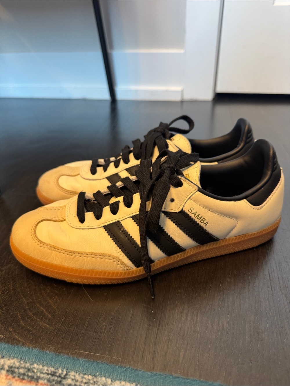 adidas Samba OG Shoes, Cream and Black, Women’s, Size 8.5